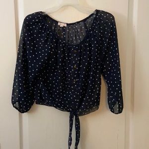 L8ter Extra Small Black Polka Dot Blouse